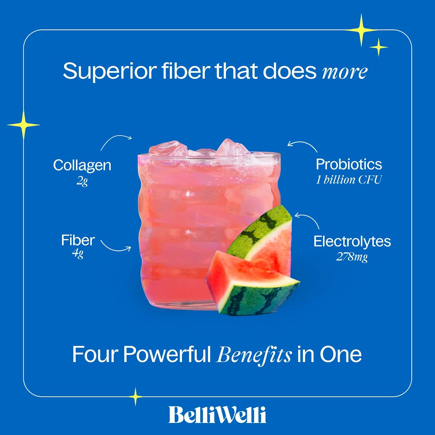 Fiber Supplement Bundle with Collagen, Probiotics & Electrolytes - Refreshing Tropical Breeze & Watermelon Flavors - 32 Servings for Balanced Wellness