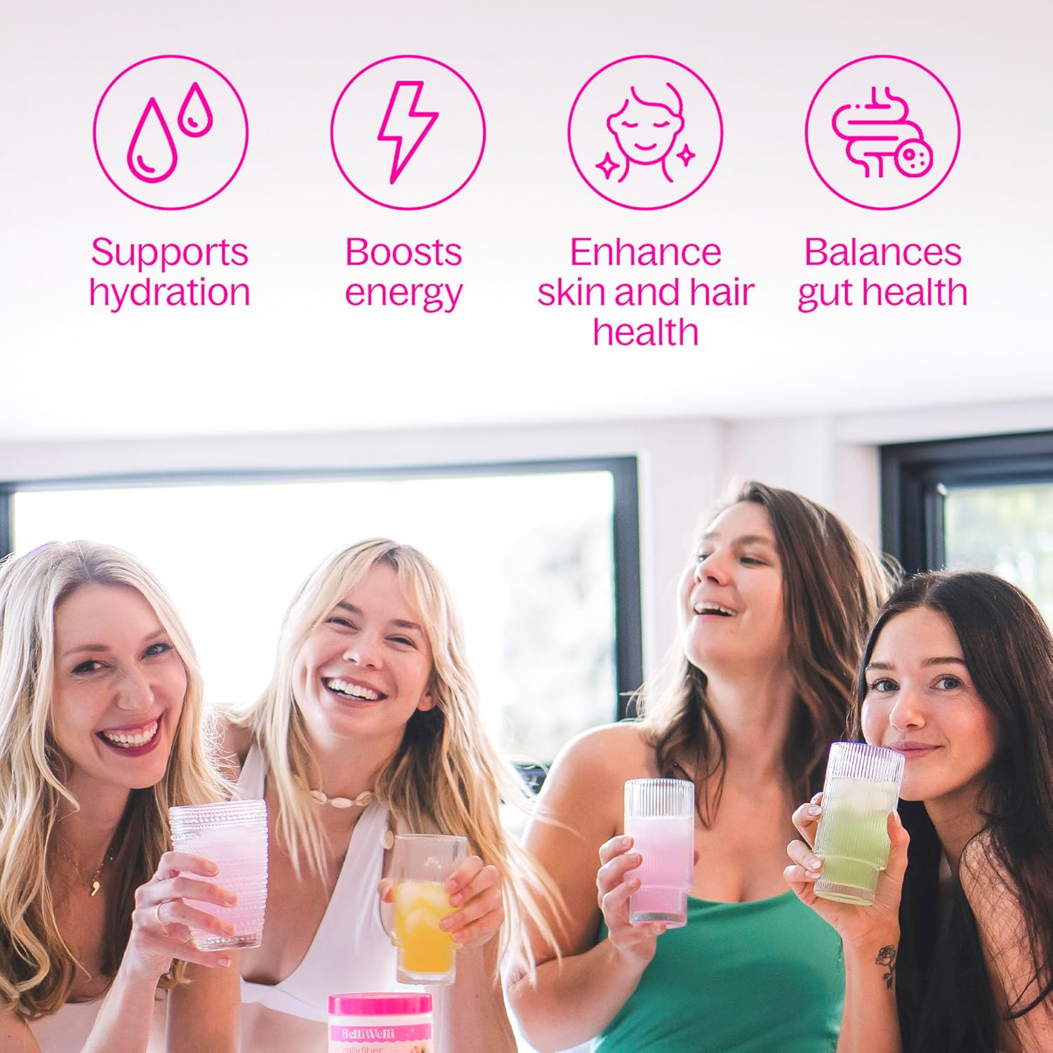 Fiber Supplement Bundle with Collagen, Probiotics & Electrolytes - Refreshing Tropical Breeze & Watermelon Flavors - 32 Servings for Balanced Wellness
