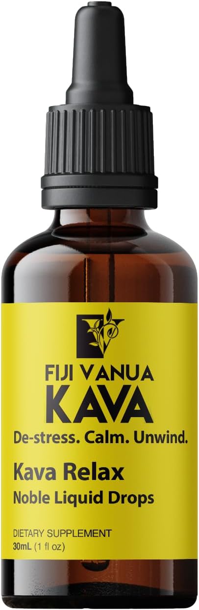 Fiji Vanua Kava Relax™ Liquid Drops - Pure Kava Kava Supplement Infused with California Poppy, Hops, Skullcap & Passionflower for Calming and Unwinding