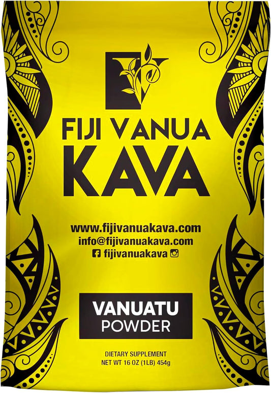 Fiji Vanua Kava Vanuatu Powder - Premium Noble Kava Root Powder with High Kavalactone Content, Easy-to-Prepare Medium Grind, 16oz