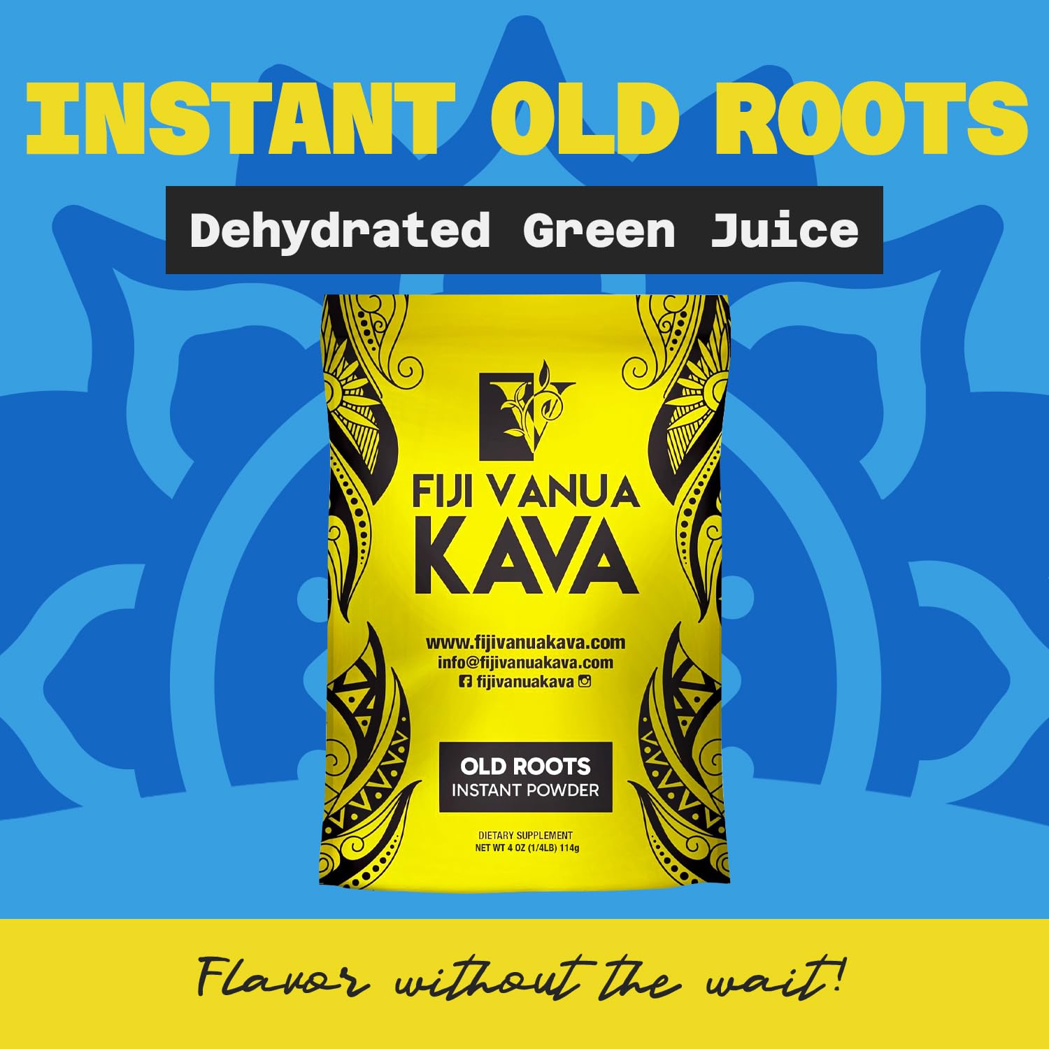 Fijian Vanua Kava Instant Powder - Dehydrated Green Juice Kava Drink, Easy-to-Prepare Herbal Supplement