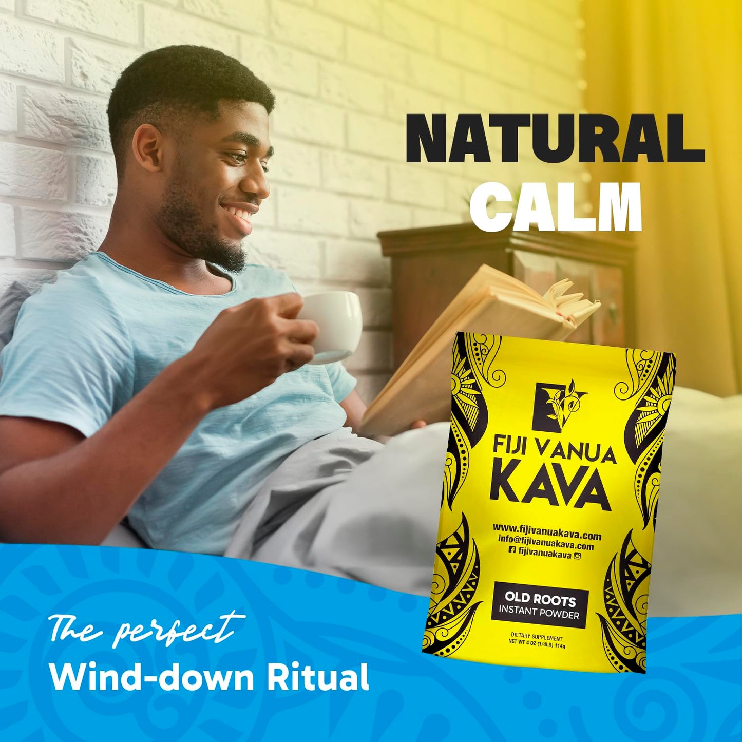 Fijian Vanua Kava Instant Powder - Dehydrated Green Juice Kava Drink, Easy-to-Prepare Herbal Supplement