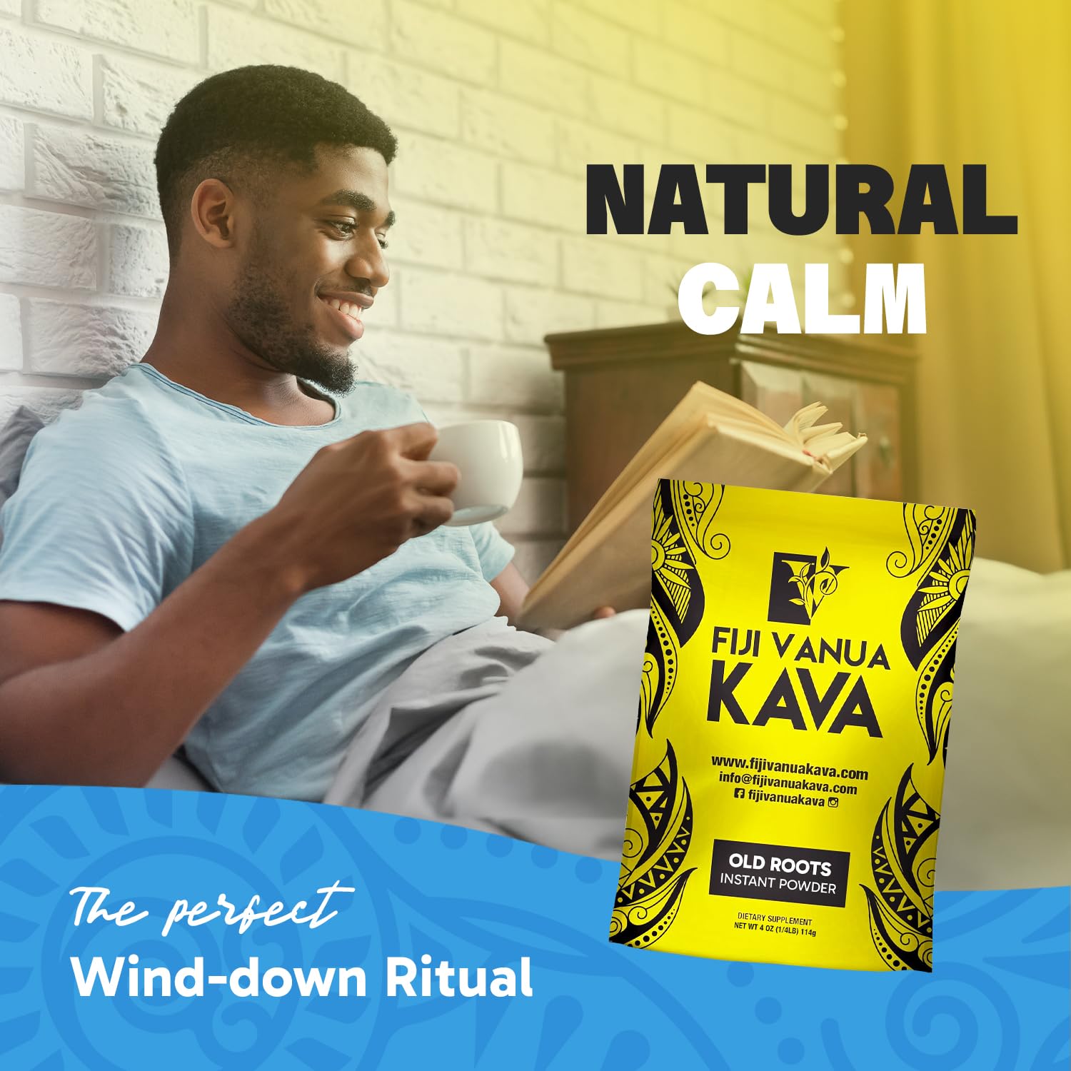 Fijian Vanua Kava Instant Powder - Dehydrated Green Juice Kava Drink, Easy-to-Prepare Herbal Supplement