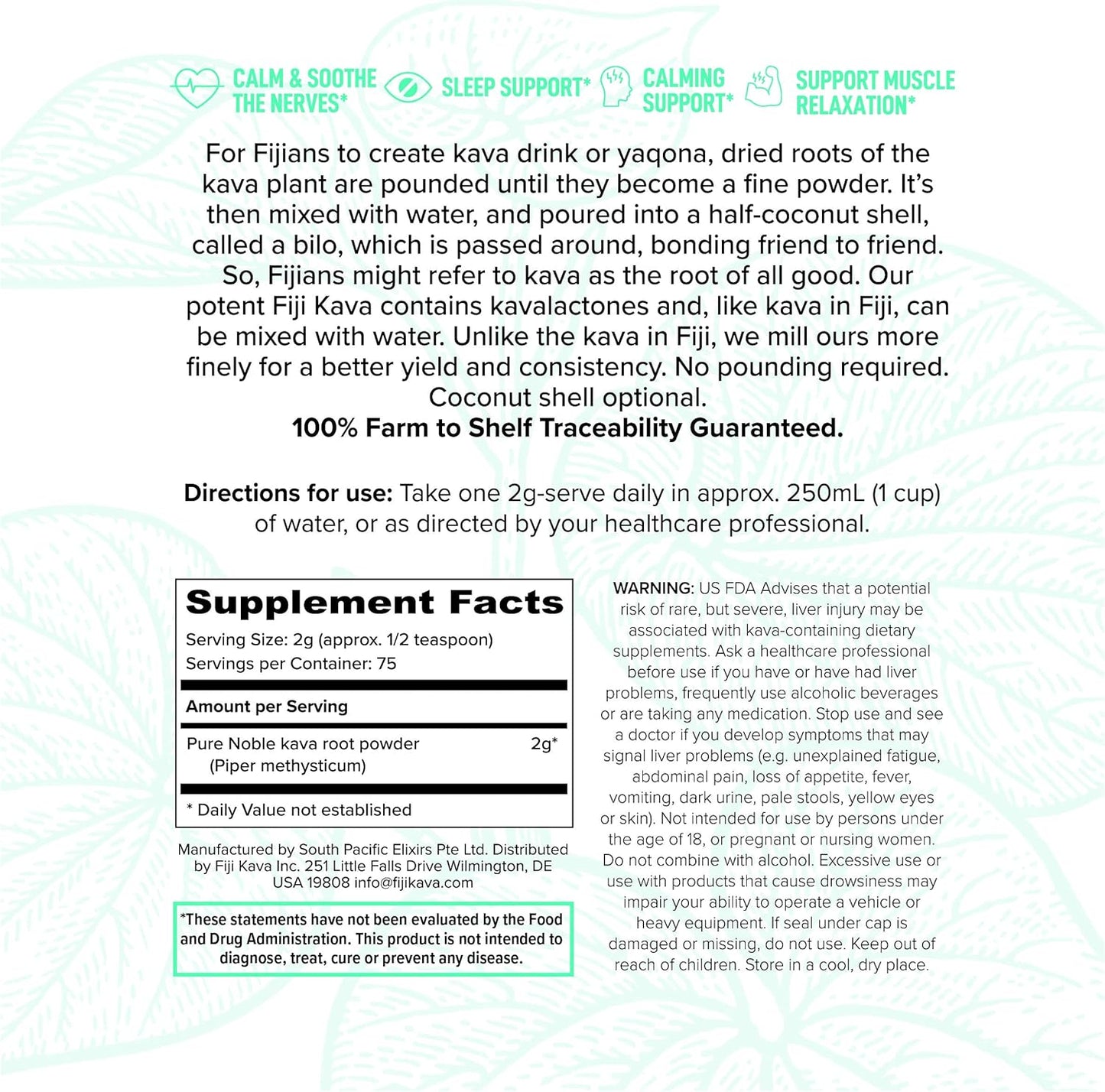 FijiKava Instant Extract Powder - 150g Sleep Aid & Relaxation, 60mg Kavalactones (5.3 oz)