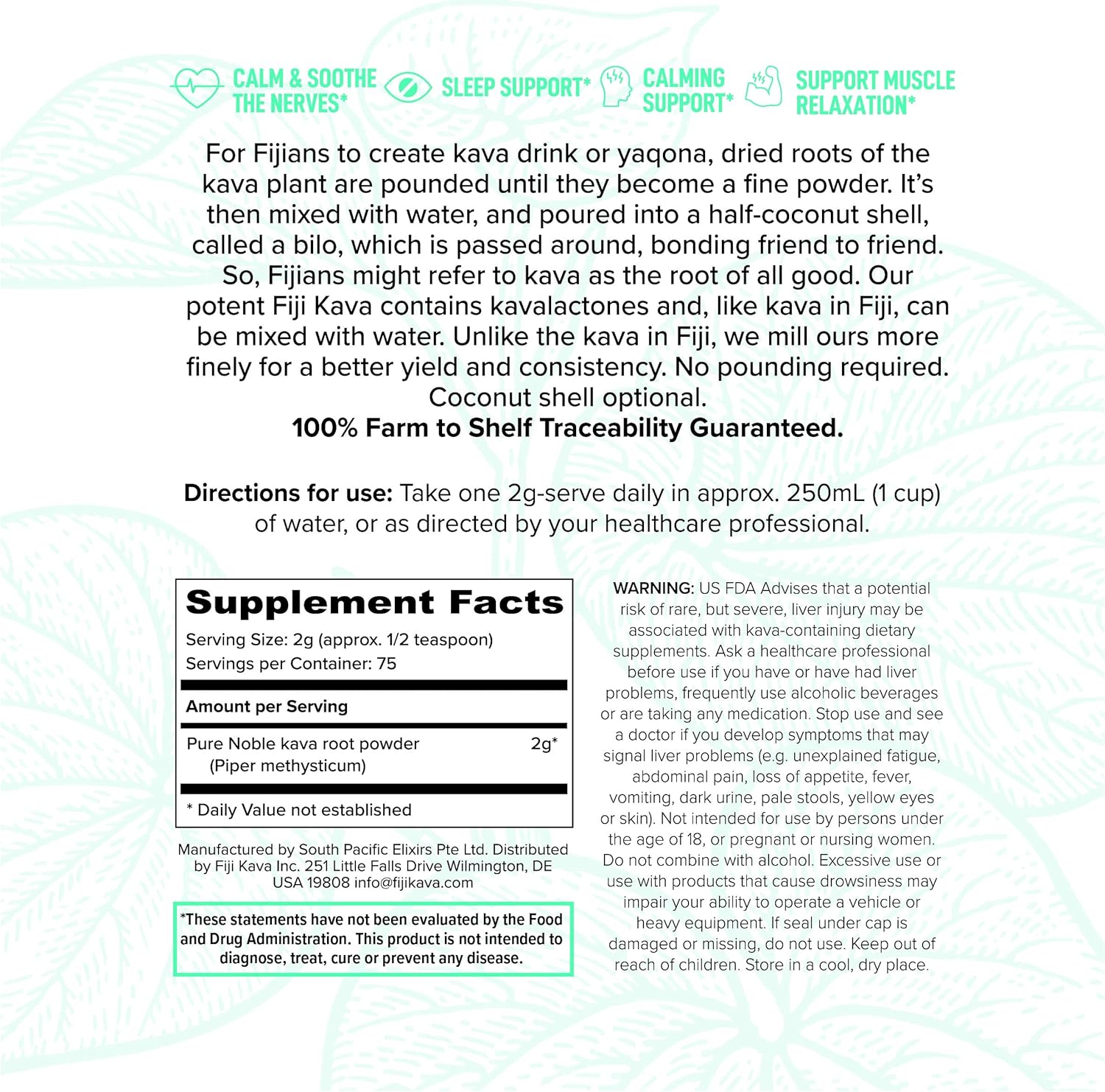 FijiKava Instant Extract Powder - 150g Sleep Aid & Relaxation, 60mg Kavalactones (5.3 oz)