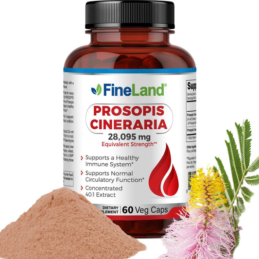 FineLand Prosopis Cineraria Extract 40:1 Full Spectrum - 28,000mg Max Strength, 60 Veg Caps - Supports Arteries, Blood Circulation, Cholesterol - Non GMO, Gluten Free