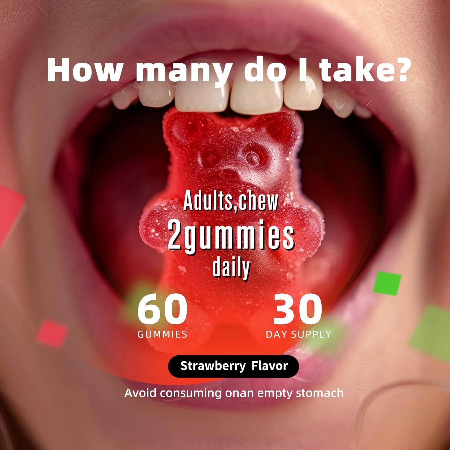 Fionouri Magnesium Glycinate Gummies 1000mg with Potassium, Vitamin D, B6, CoQ10 - Calm Mood & Sleep Support - 60 Strawberry Flavor Gummies for Adults - 1 Pack