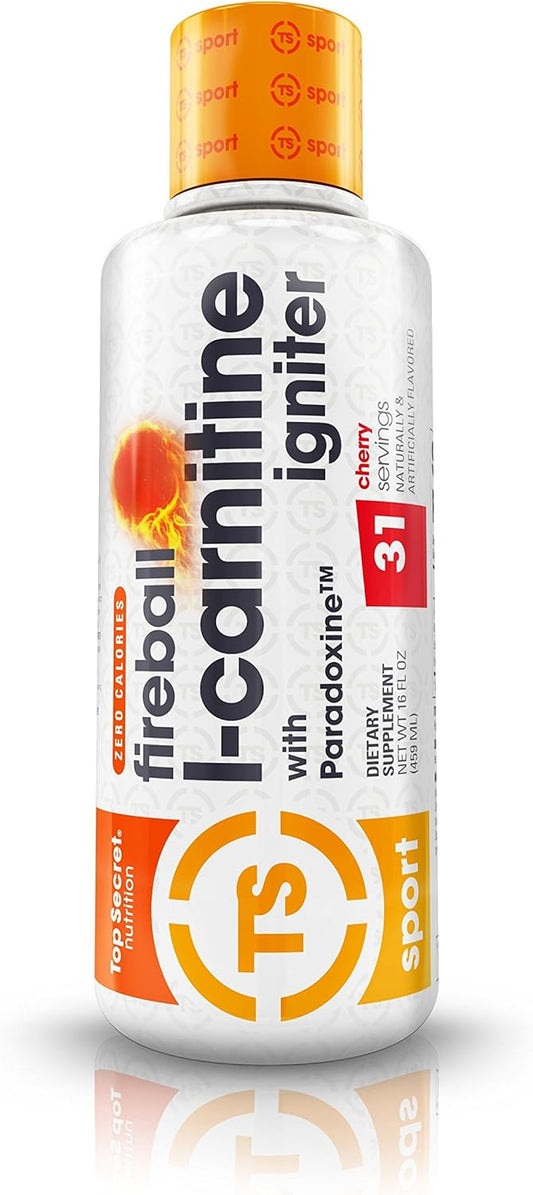 Fireball L-Carnitine Liquid with Paradoxine and Cherry Flavor - Top Secret Nutrition - 16 Ounce Bottle