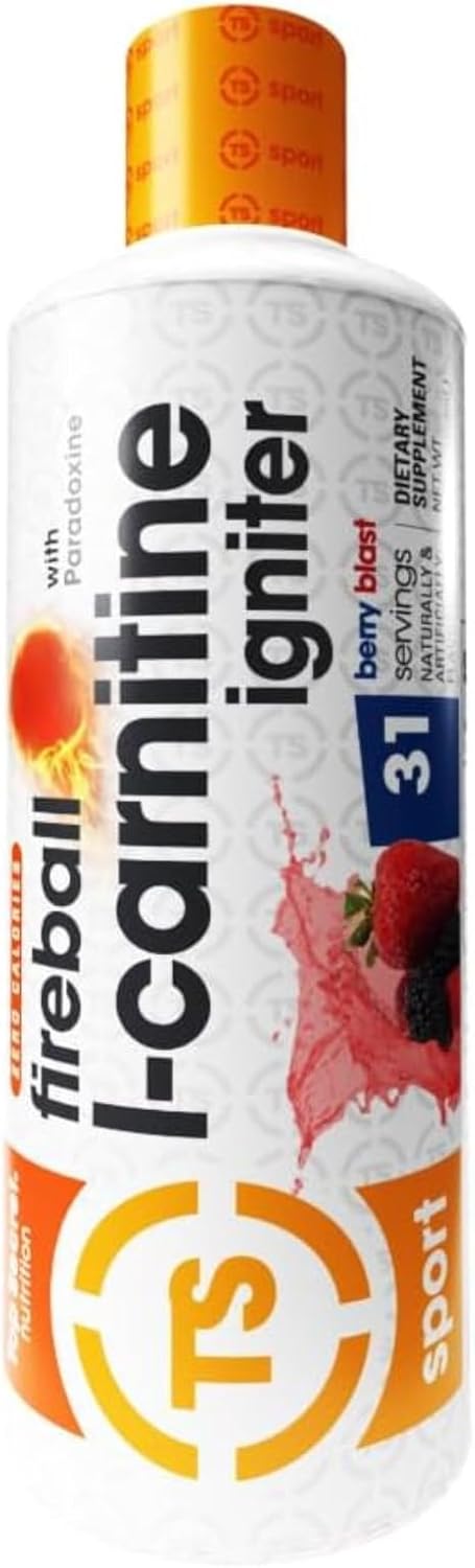 Fireball L-Carnitine Liquid with Paradoxine, Berry Blast Flavor - 16oz Bottle by Top Secret Nutrition