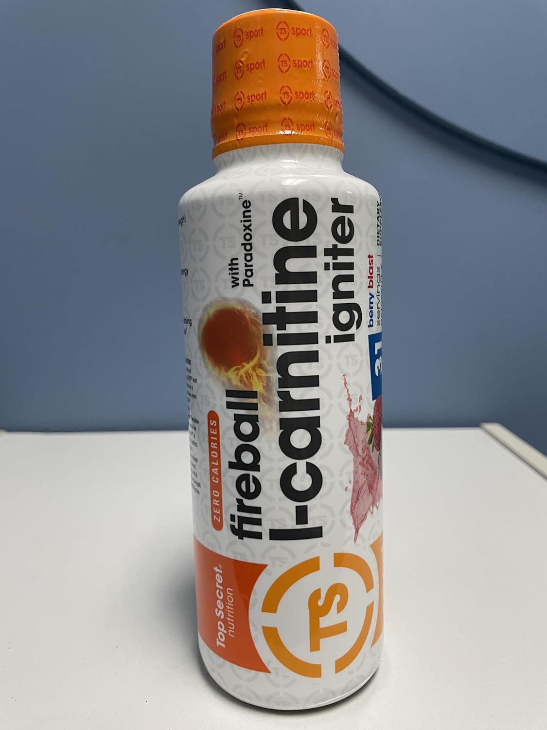 Fireball L-Carnitine Liquid with Paradoxine, Berry Blast Flavor - 16oz Bottle by Top Secret Nutrition