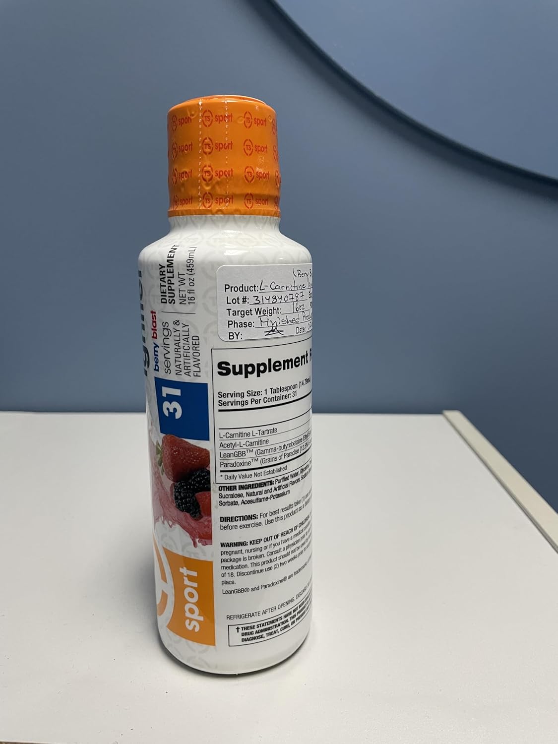 Fireball L-Carnitine Liquid with Paradoxine, Berry Blast Flavor - 16oz Bottle by Top Secret Nutrition