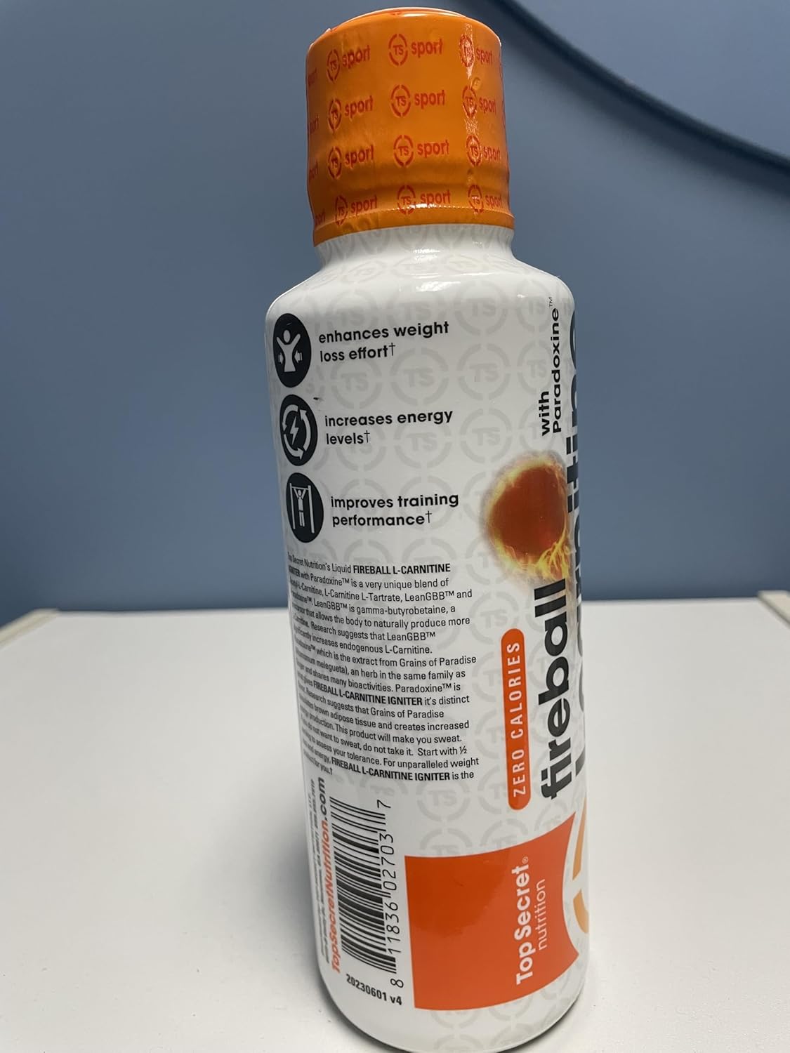 Fireball L-Carnitine Liquid with Paradoxine, Berry Blast Flavor - 16oz Bottle by Top Secret Nutrition