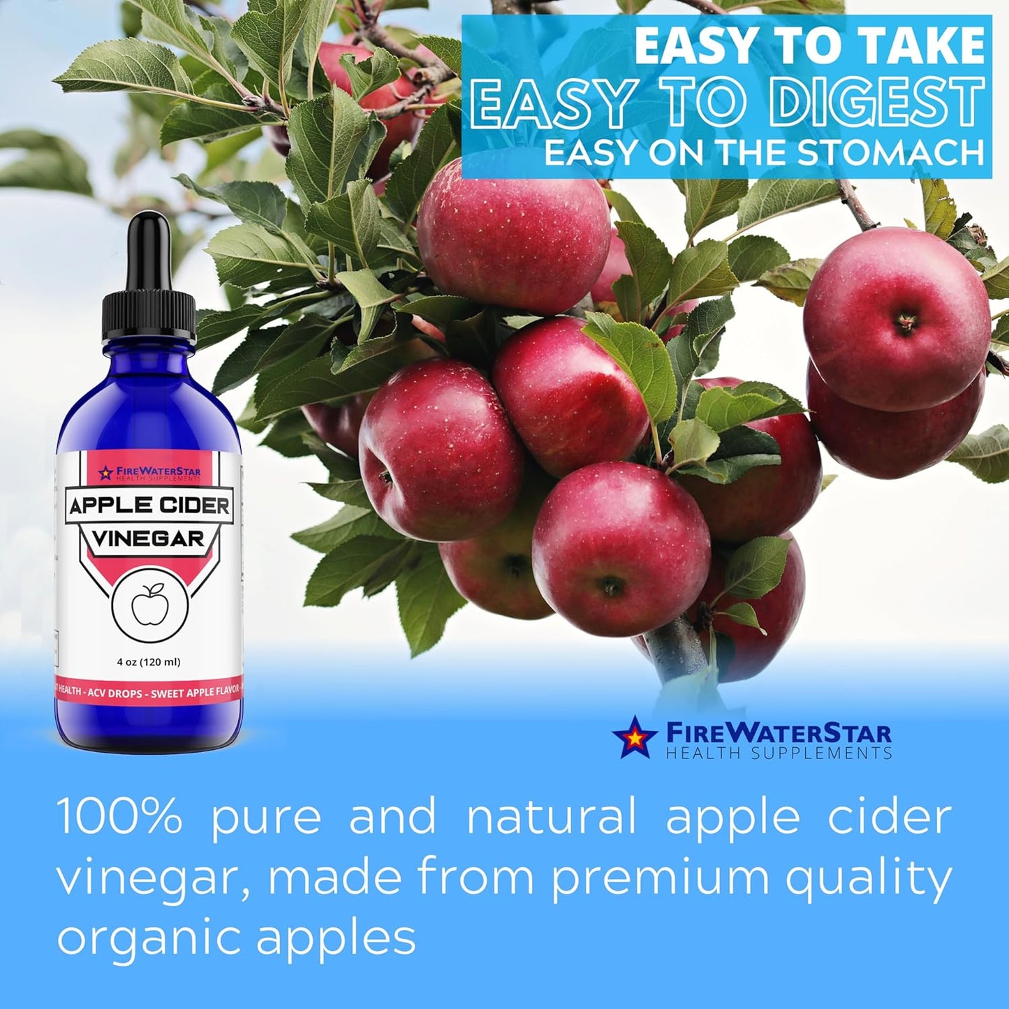 FIREWATERSTAR Liquid Vitamin C with Zinc and Apple Cider Vinegar Bundle - Health Supplements