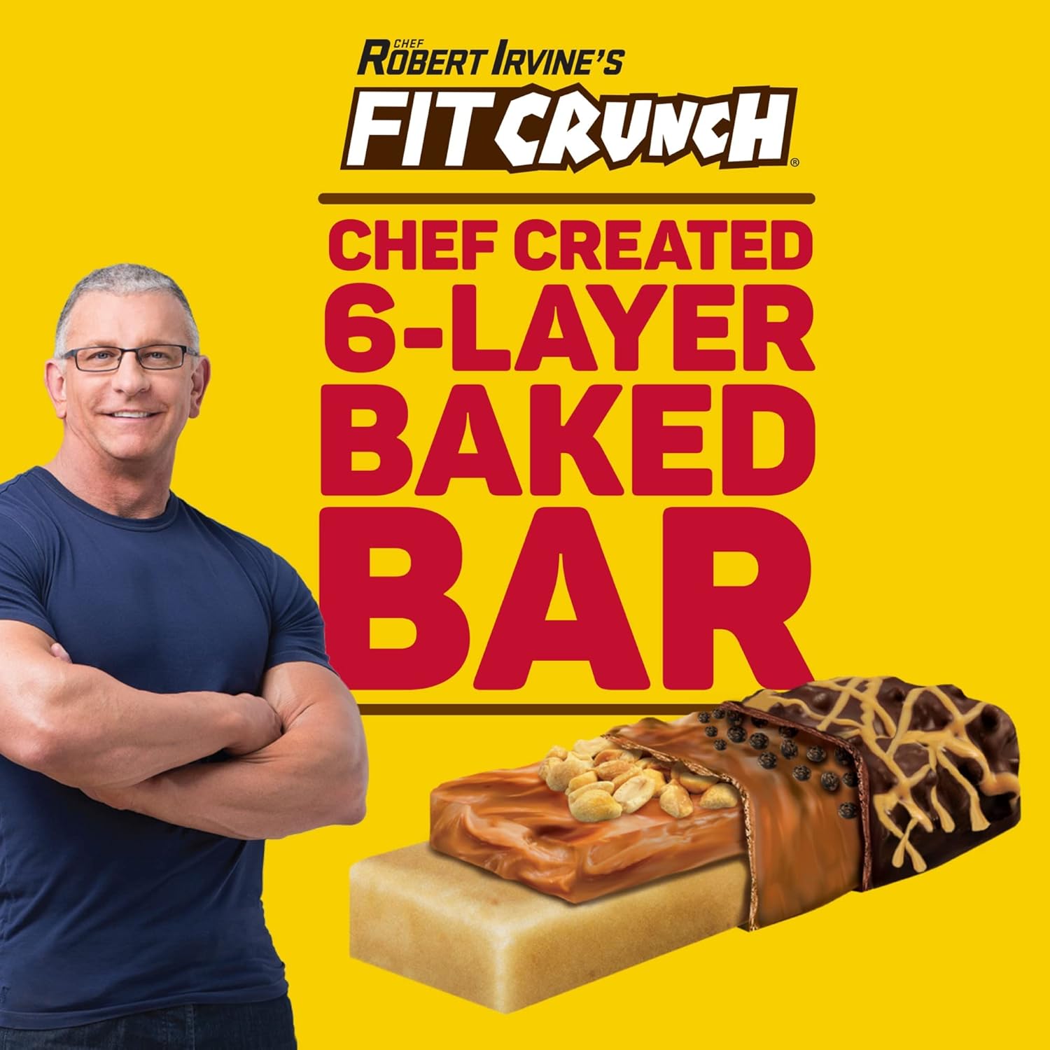 Fit Crunch Protein Bars Snack Size Value Pack - Gluten Free Whey Protein Bars (Peanut Butter, 20 Bars)