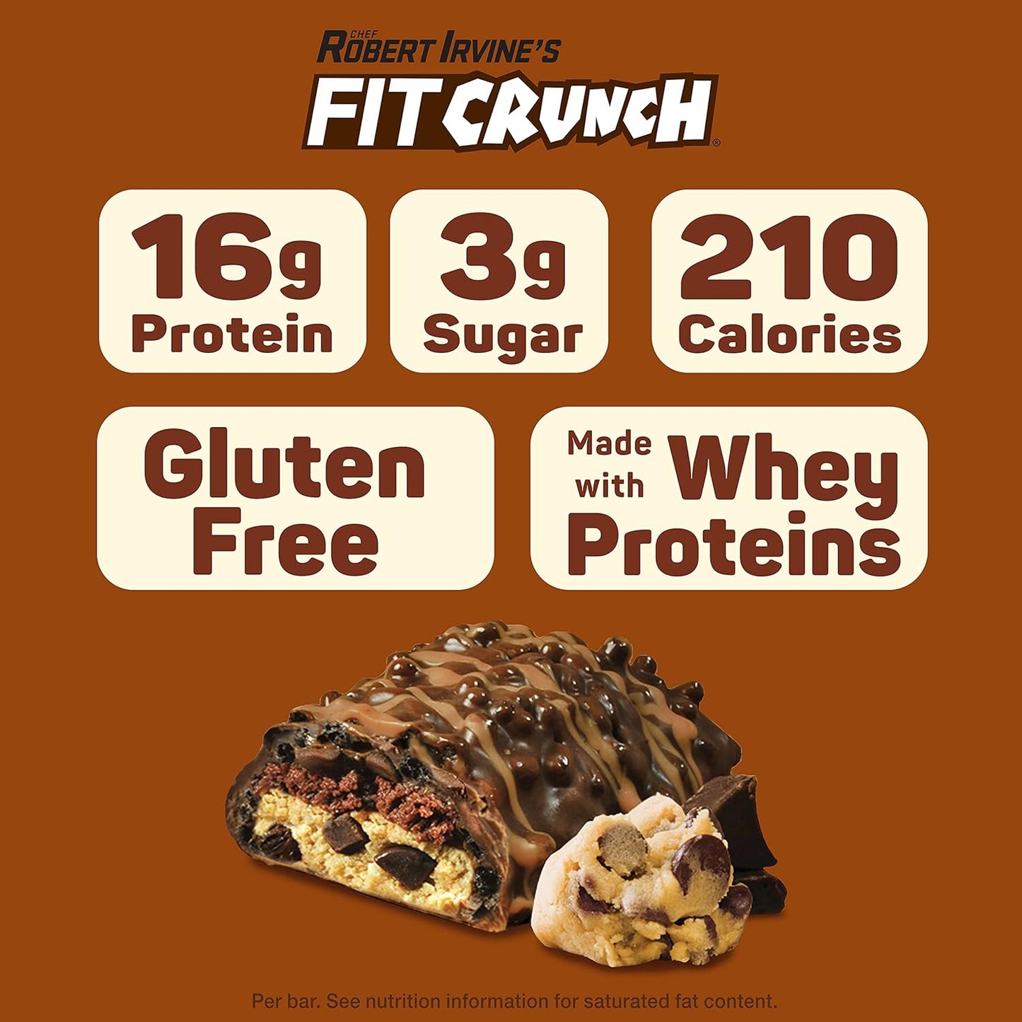 Fit Crunch Snack Size Protein Bars - 6-Layer Baked Bars with Soft Cake Core, 3g Sugar, Gluten Free (9 Bars, Chocolate Chip Cookie Dough)
