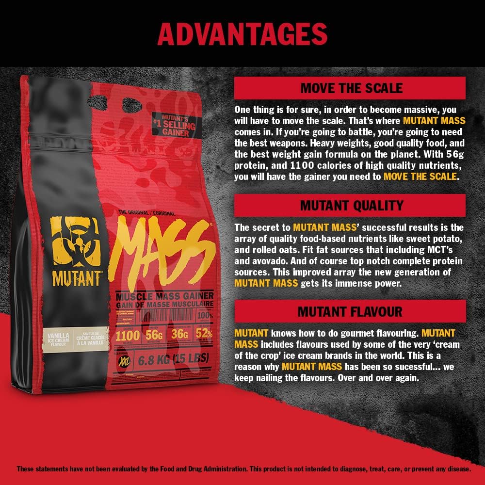 Fit Foods Mutant Mass Triple Chocolate Flavor 2.2 kg - High Calorie Weight Gainer Protein Powder