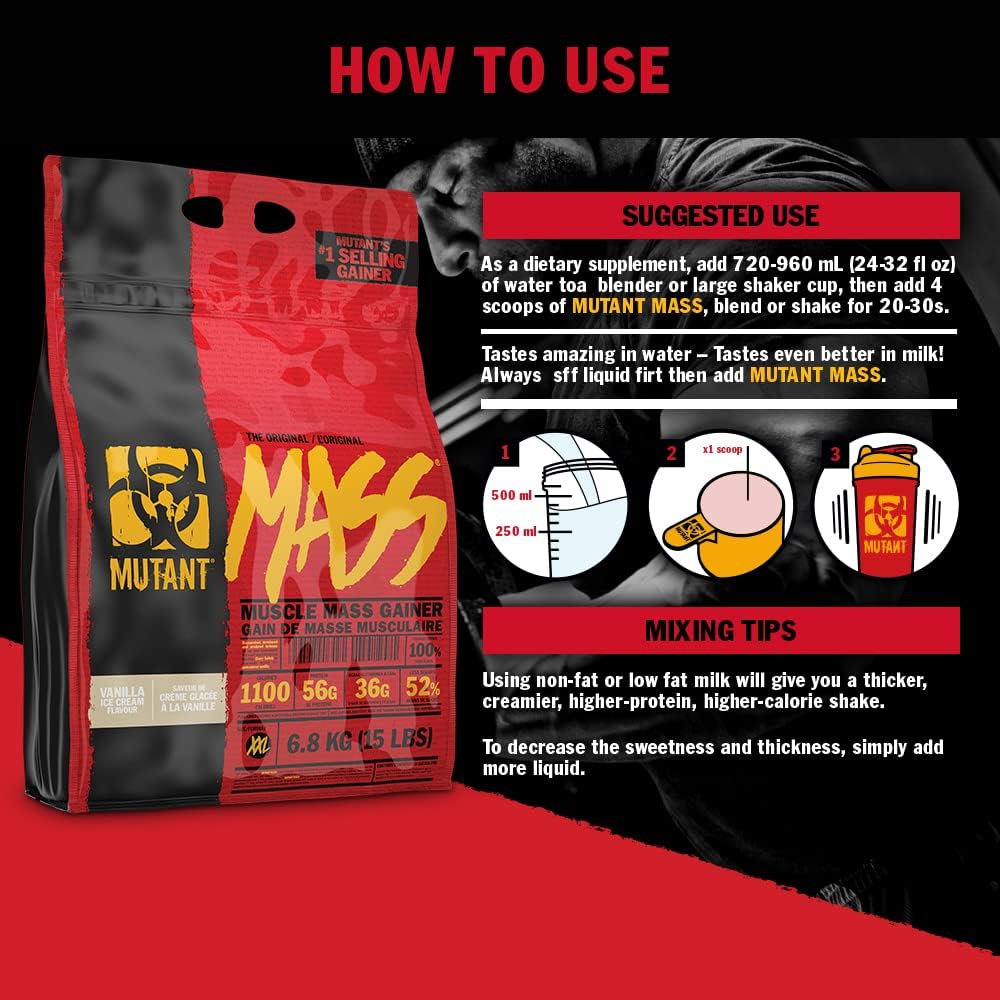 Fit Foods Mutant Mass Triple Chocolate Flavor 2.2 kg - High Calorie Weight Gainer Protein Powder