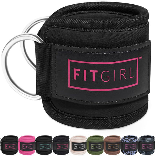 FITGIRL Ankle Strap for Cable Machines - Home & Gym Workout Cuff Attachment for Glute Workouts, Kickbacks, Leg Extensions, Hip Abductors