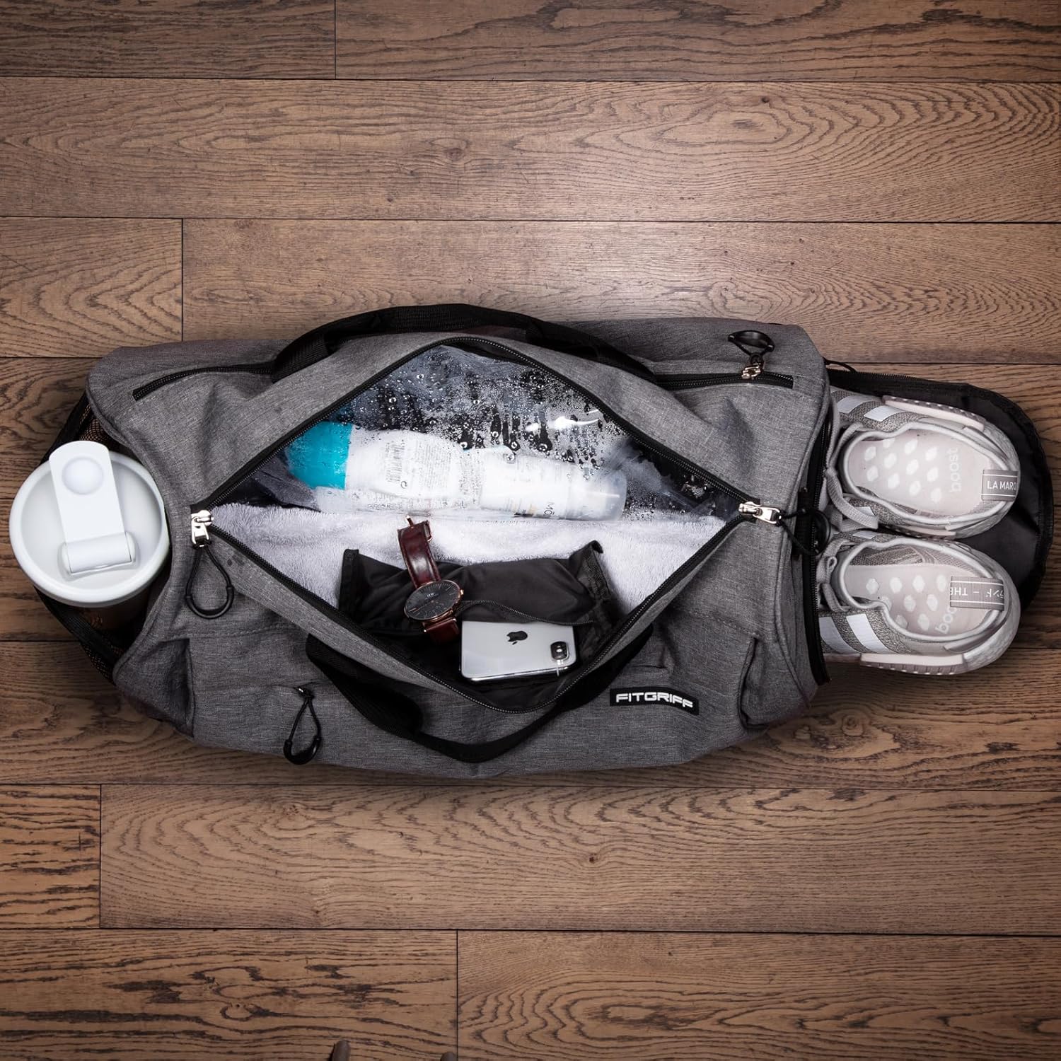 Fitgriff® Unisex Gym Duffle Bag with Shoe & Wet Compartment - Ideal for Travel, Sports, Fitness & Workouts