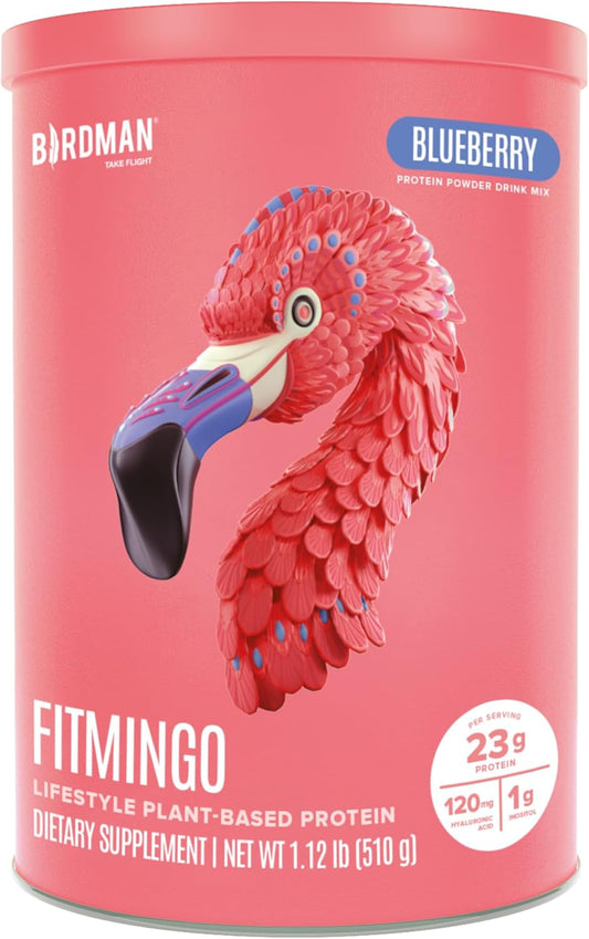 Fitmingo Blueberry Vegan Protein Powder with Inositol, Collagen Boosters, Hyaluronic Acid and Vitamins | Low Carb, Dairy Free, Low Calorie | 23g Plant Based Protein Powder with Myo-Inositol