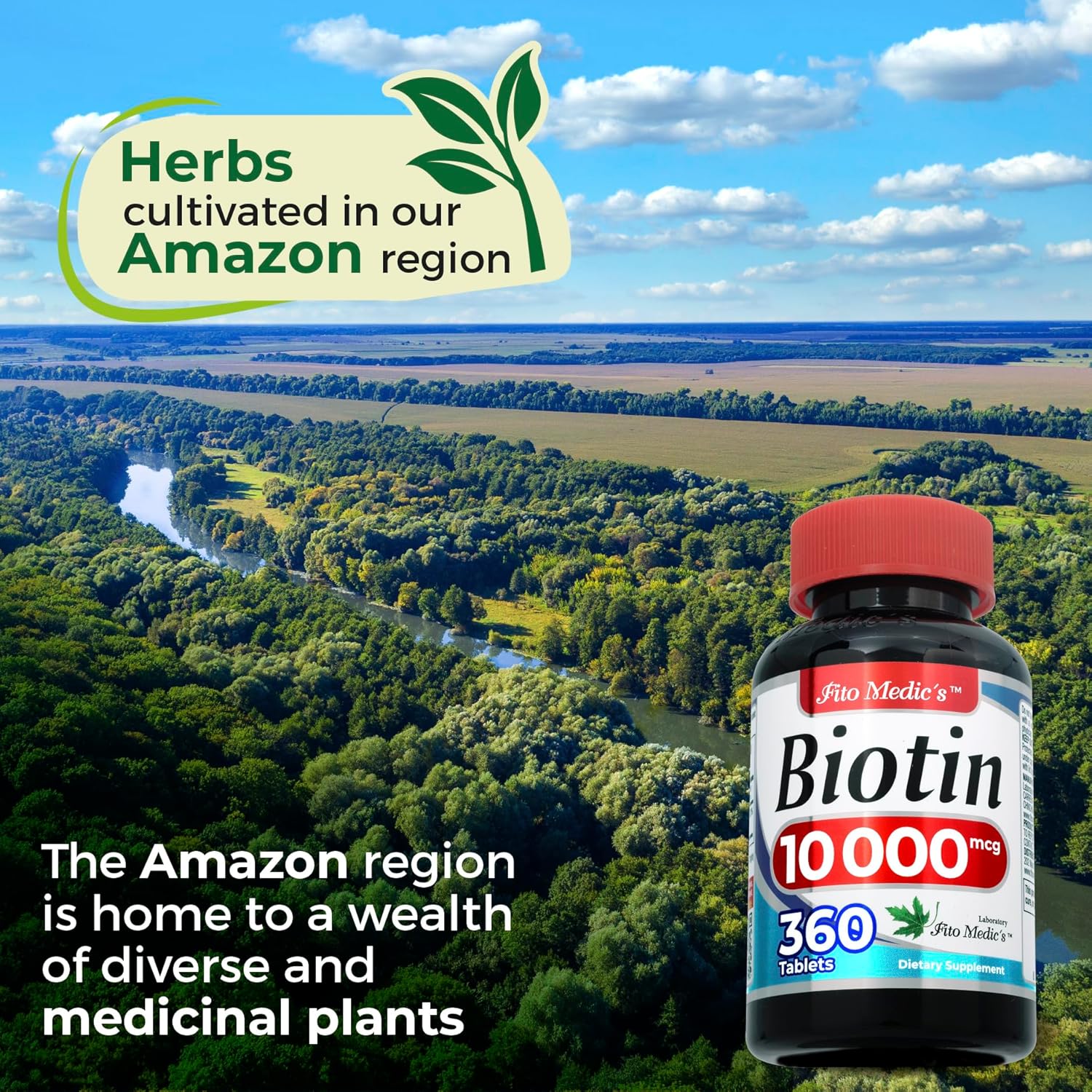 FITO MEDIC'S Lab Biotin 10000mcg Supplement - 360 Tablets for Hair Growth & Ultra High Absorption