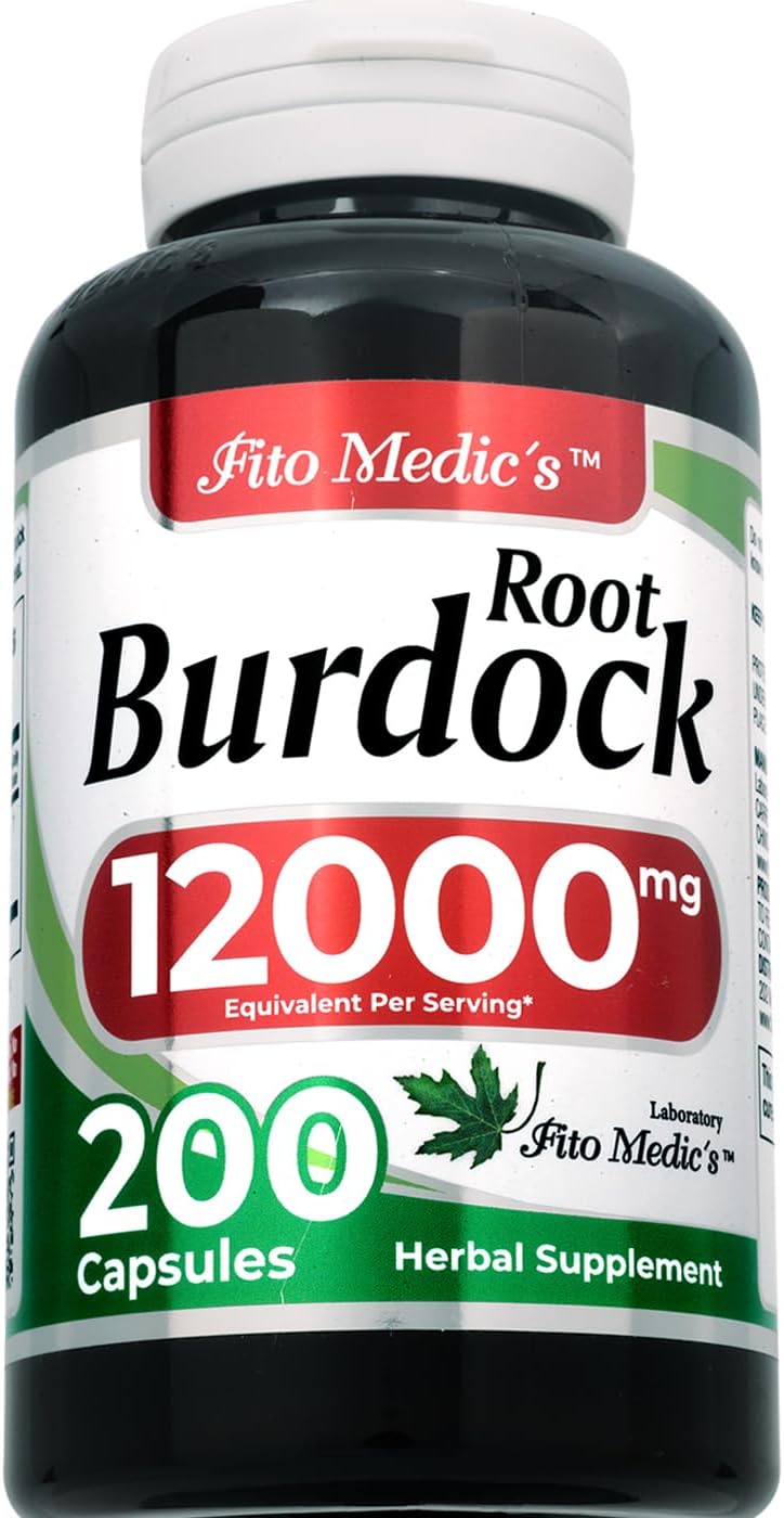 FITO MEDIC'S Lab Burdock Root Organic Capsules - 12000 mg - Ultra High Absorption - Natural Burdock Supplement