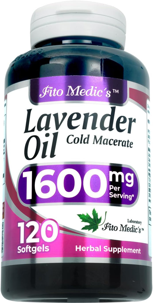 FITO MEDIC'S Lab Lavender Pills 1600mg Soft Gels for Better Absorption - Lavender Extract Capsules with Lavanda Oil