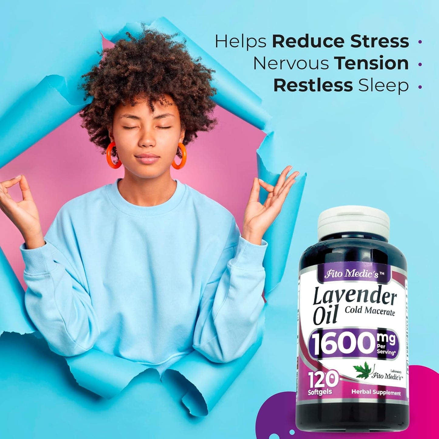 FITO MEDIC'S Lab Lavender Pills 1600mg Soft Gels for Better Absorption - Lavender Extract Capsules with Lavanda Oil