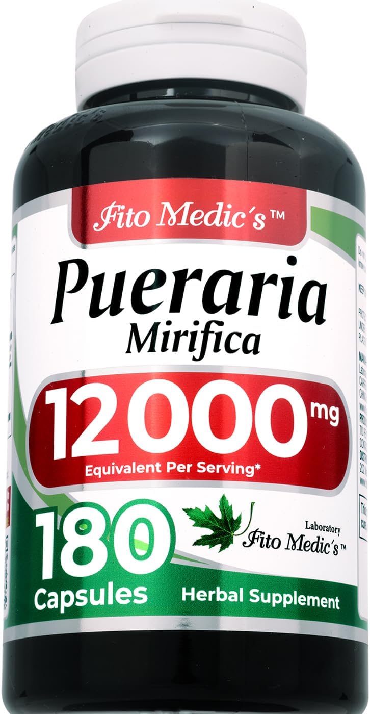 FITO MEDIC'S Lab Pueraria Mirifica Capsules - 180 Capsules, 12000mg, Supplement for Women, Concentrate Extract, High Absorption