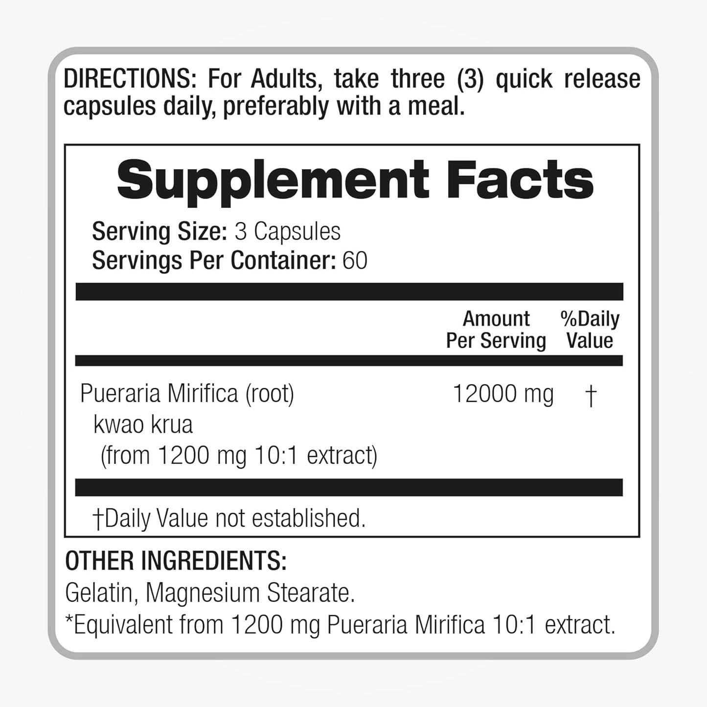 FITO MEDIC'S Lab Pueraria Mirifica Capsules - 180 Capsules, 12000mg, Supplement for Women, Concentrate Extract, High Absorption