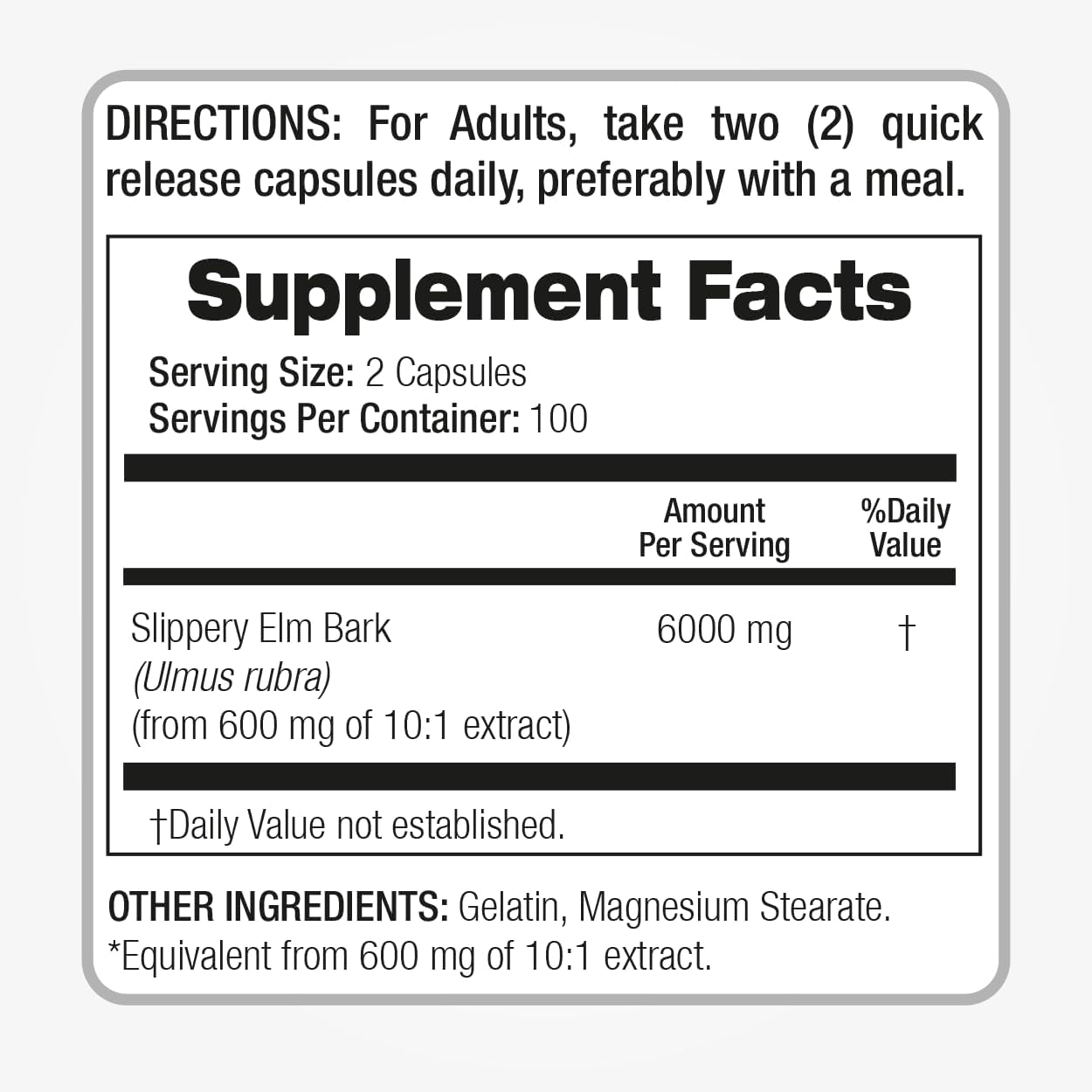 FITO MEDIC'S Lab Slippery Elm Capsules 6000mg - 200 Capsules for Ultra High Absorption of Slippery Elm Bark
