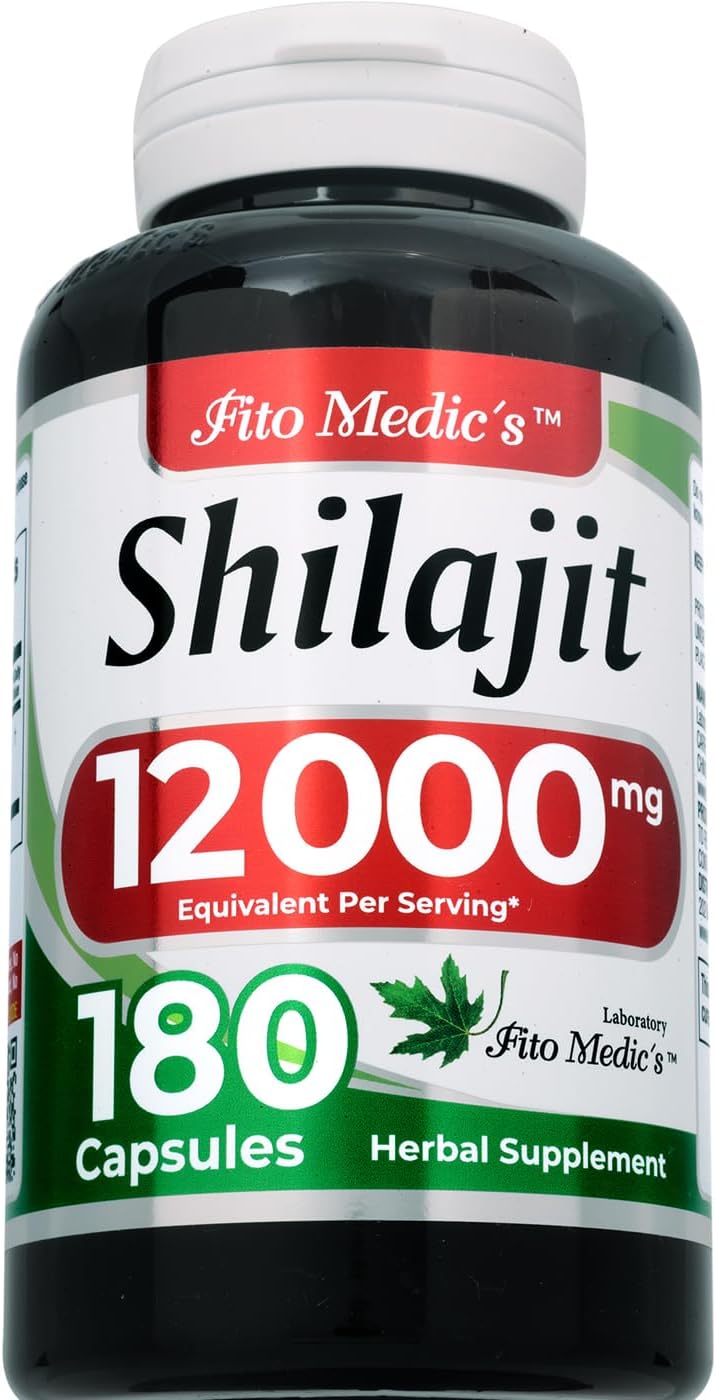 FITOMEDIC's Lab Shilajit Capsules - 180 Capsules, 12000mg, Pure Resin Supplement for Ultra High Absorption