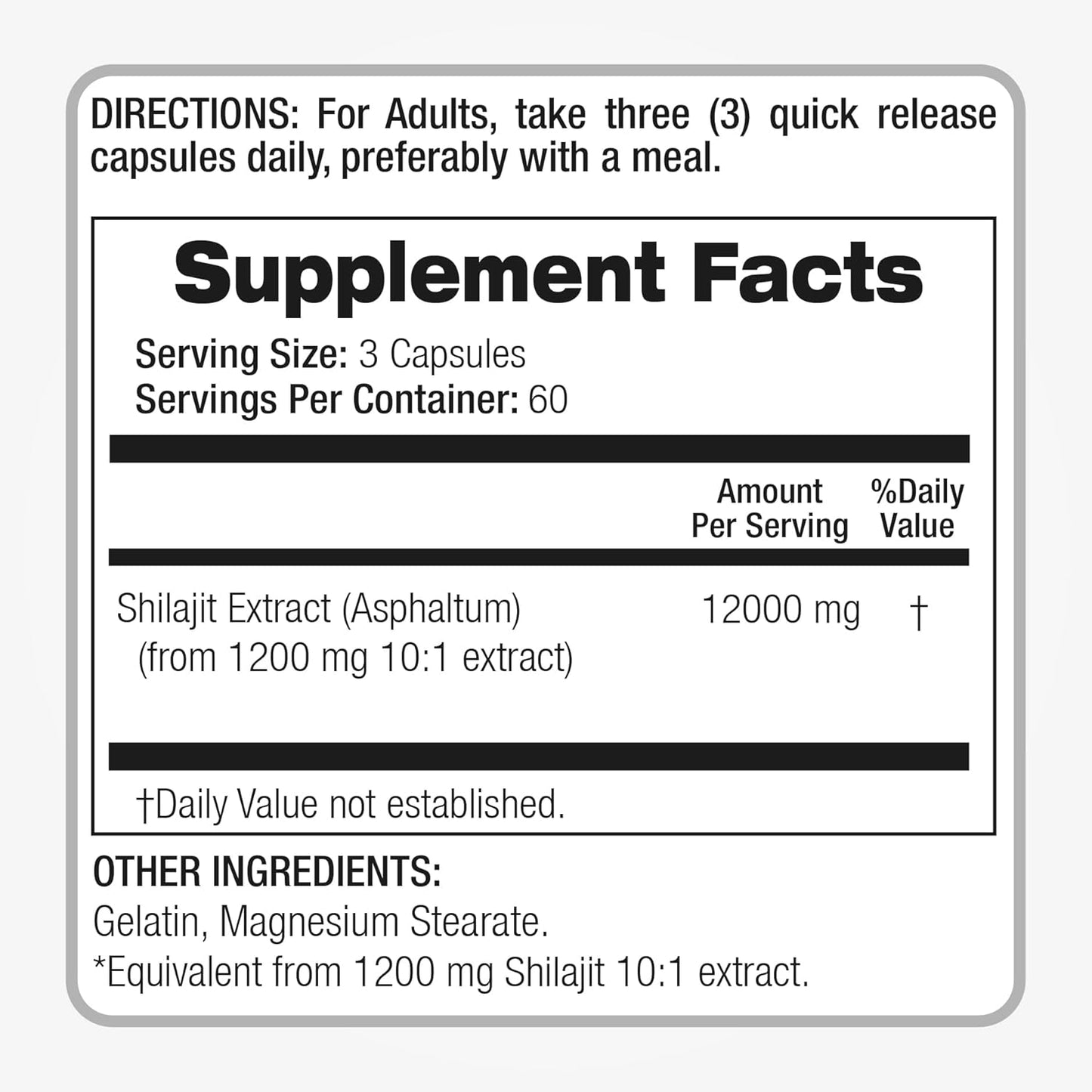 FITOMEDIC's Lab Shilajit Capsules - 180 Capsules, 12000mg, Pure Resin Supplement for Ultra High Absorption