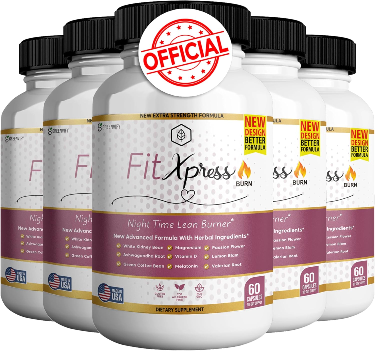 FitXpress Burner Anabolic Recovery & Sleep Aid Supplement with Magnesium & Ashwaganda - Pack of 5