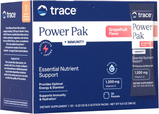 Fizzy Grapefruit Electrolyte & Immunity Drink Packets with Trace Minerals - 1200mg Vitamin C, Elderberry, Zinc, D3, B6, B12 - 30 Packets for Energy & Hydration