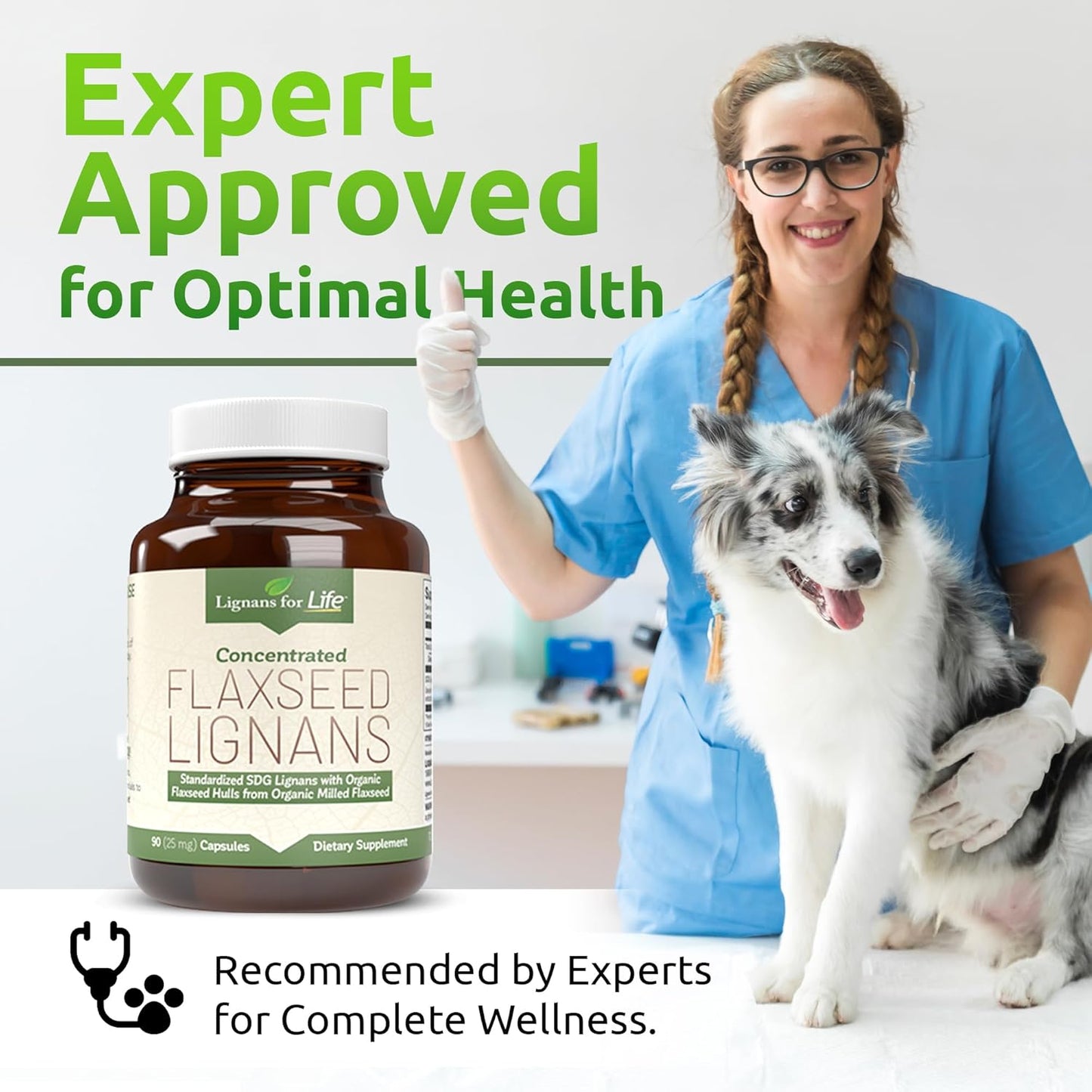 Flaxseed Lignans Capsules for Dogs - Omega 3 Fatty Acids, High Fiber Antioxidants - Boosts Coat & Heart Health - 90 Capsules, 2 Pack