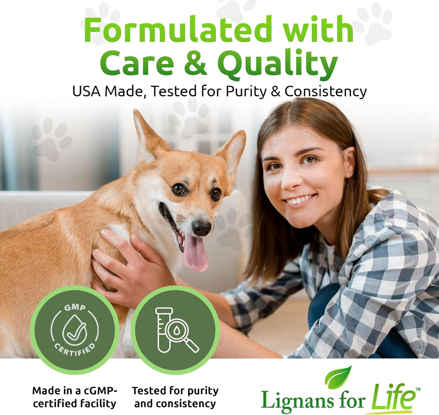 Flaxseed Lignans Capsules for Dogs and People - Omega 3, High Fiber Antioxidants - Shiny Coat and Heart Health - 35mg, 90 Capsules