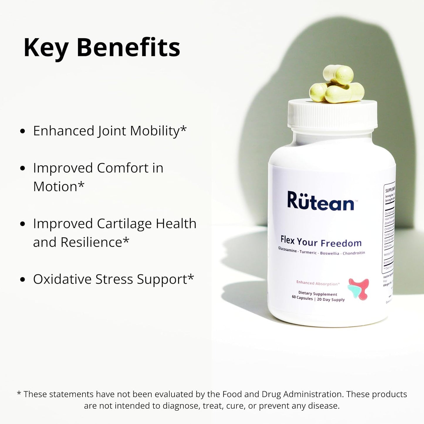 Flex Your Freedom Joint Support Supplement with Glucosamine, Boswellia, Chondroitin, MSM, Turmeric - 60 Capsules for Bone, Back, and Knee Relief