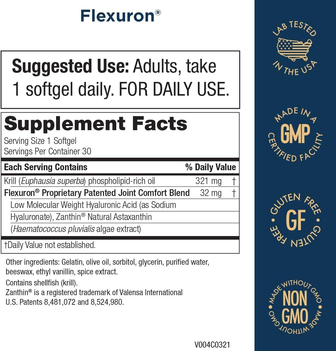 Flexuron Joint Formula with B-12 Energy Melt - Krill Oil, Hyaluronic Acid, Astaxanthin, Methylcobalamin B12, Vitamin D3, Biotin + More