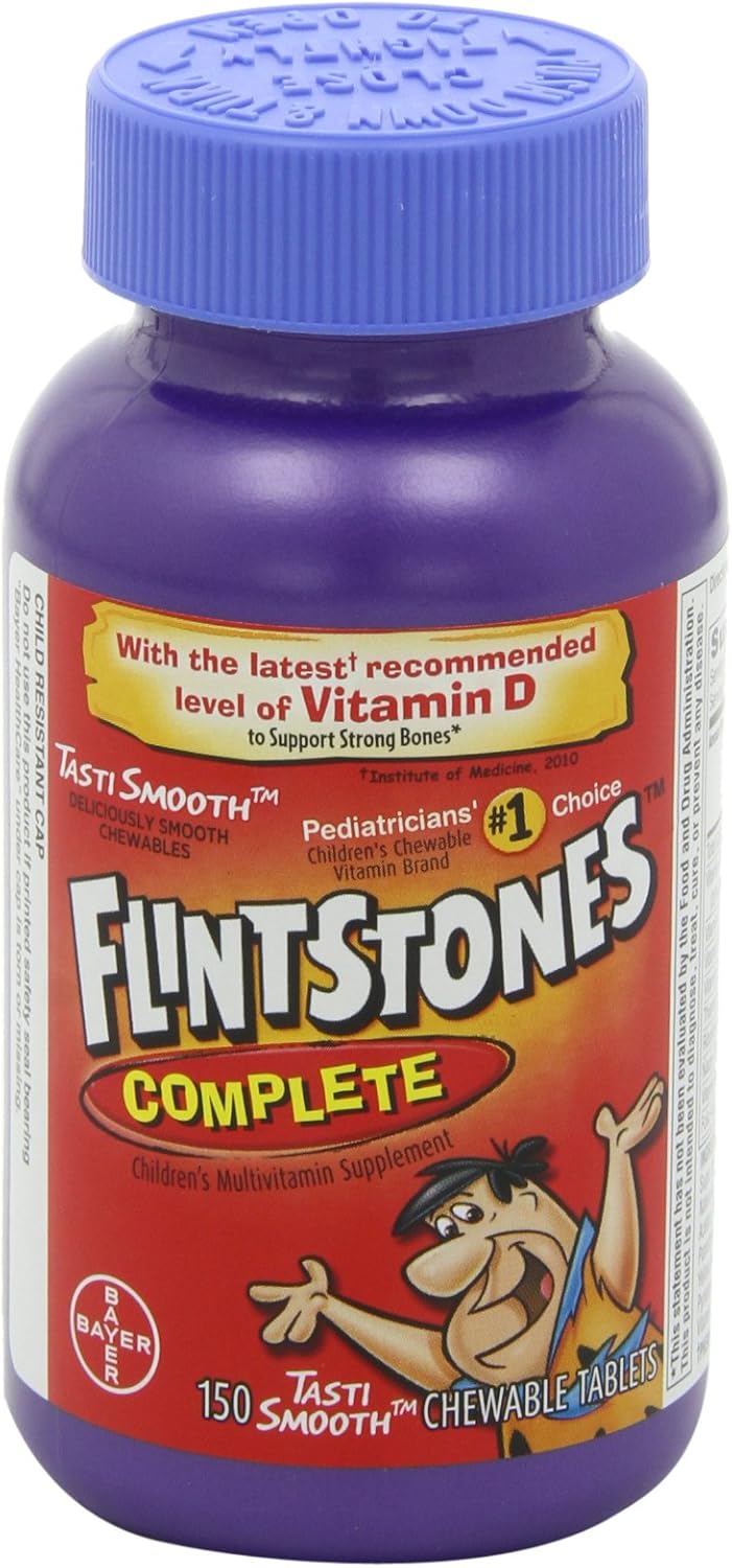 Flintstones Chewable Kids Vitamins with Iron, Calcium, Vitamin C & D, 300 Count - Pack of 2 Bottles