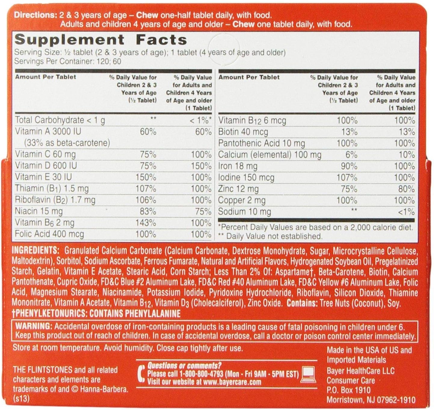 Flintstones Chewable Tablets Complete Multivitamin 60 ea - Pack of 2