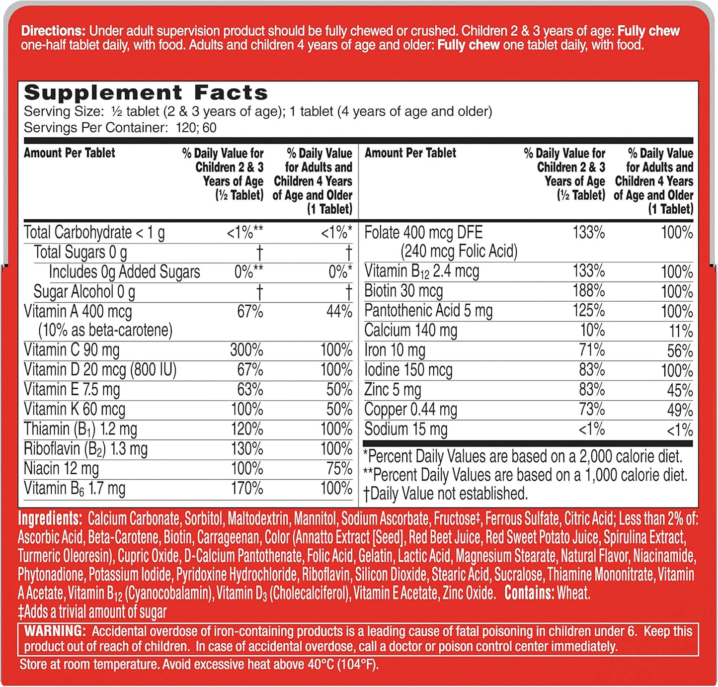 Flintstones Complete Children's Multivitamin Supplement Chewable Tablets - 60 Count Size