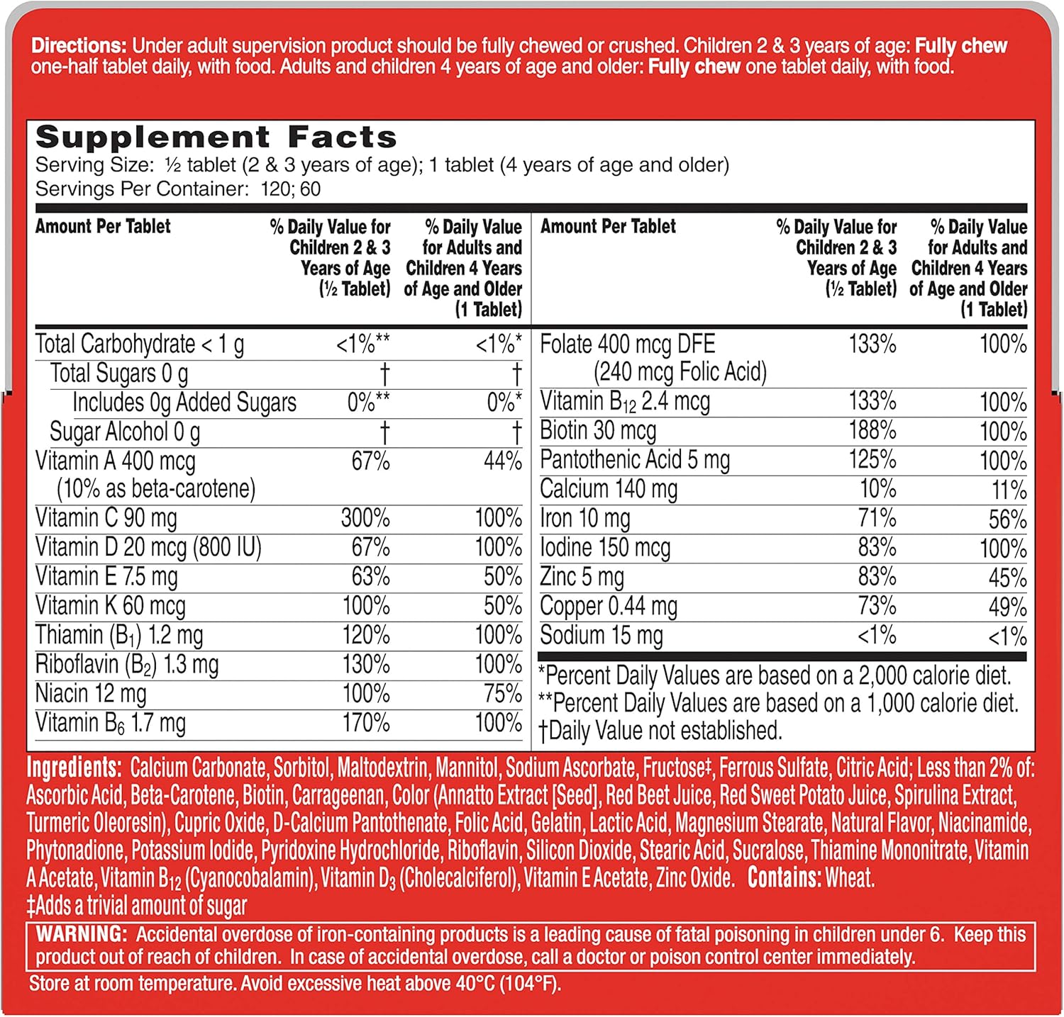 Flintstones Complete Children's Multivitamin Supplement Chewable Tablets - 60 Count Size
