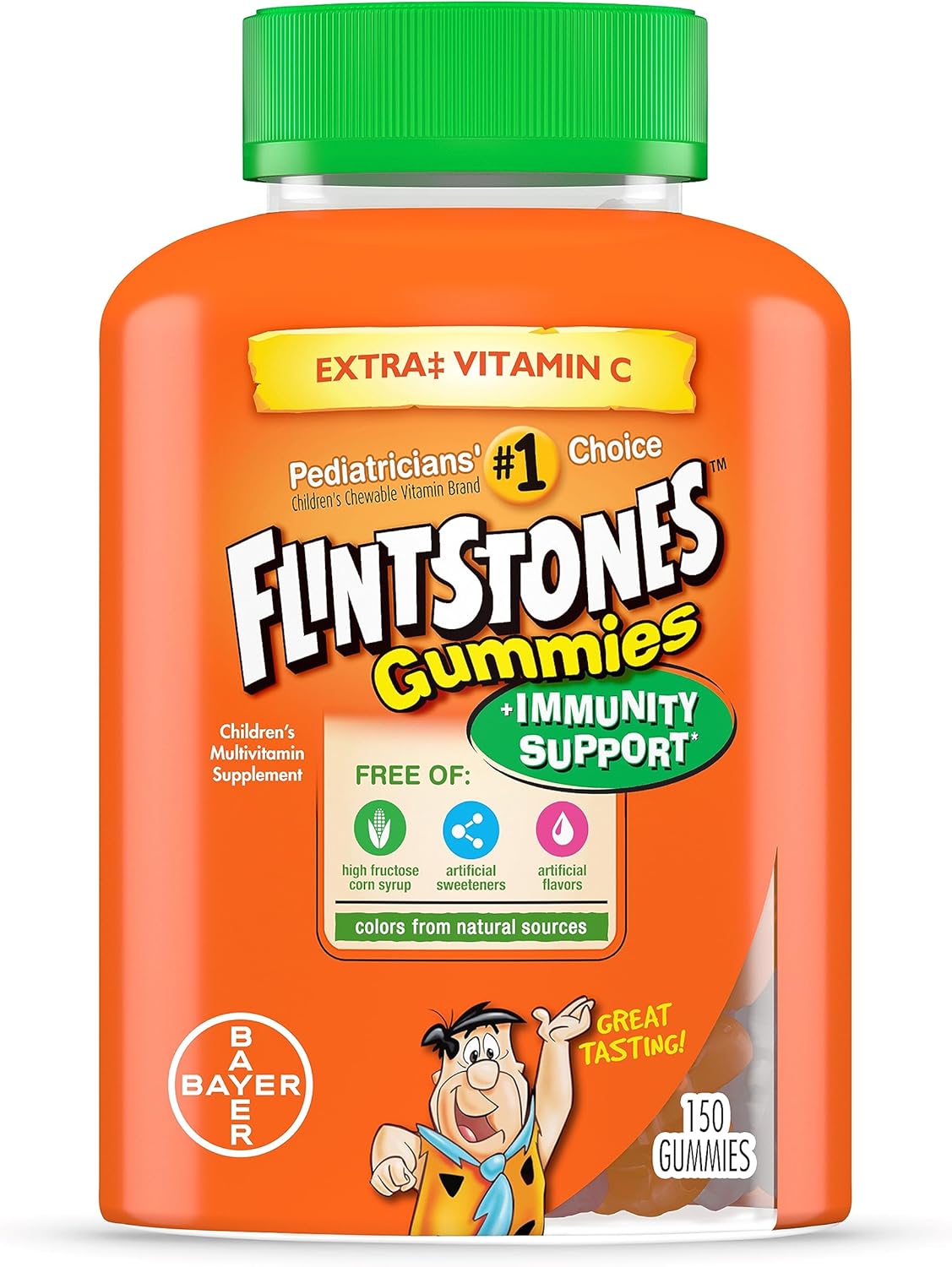 Flintstones Gummies Kids Vitamins with Immunity Support, 150ct Orange - Multivitamin for Kids and Toddlers with Vitamin C, D, B12, Zinc