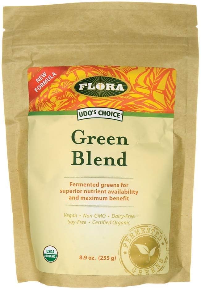 Flora Green Blend Fermented Grasses and Superfoods Powder - Antioxidant Rich with Kale and Broccoli - 8.9 oz.
