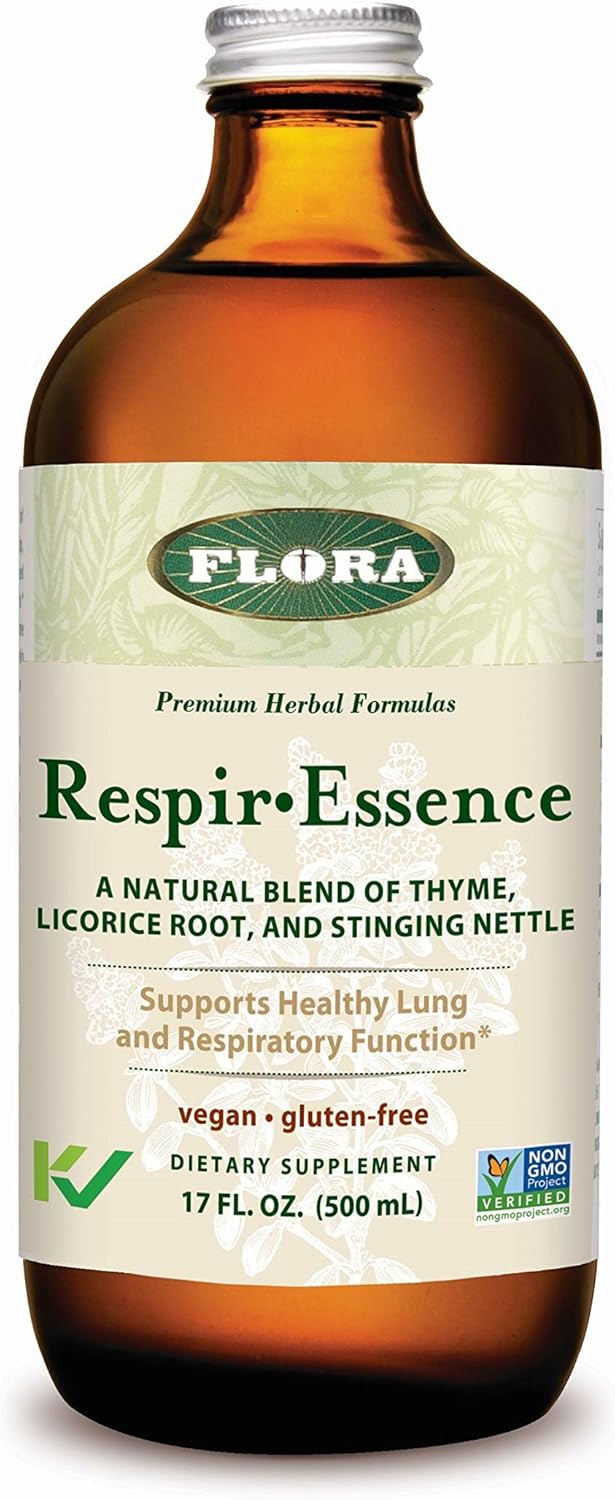 Flora Respir-Essence Lung and Breath Support, Thyme, Licorice Root, Stinging Nettle, Vegan, Gluten-Free, 17 oz Bottle