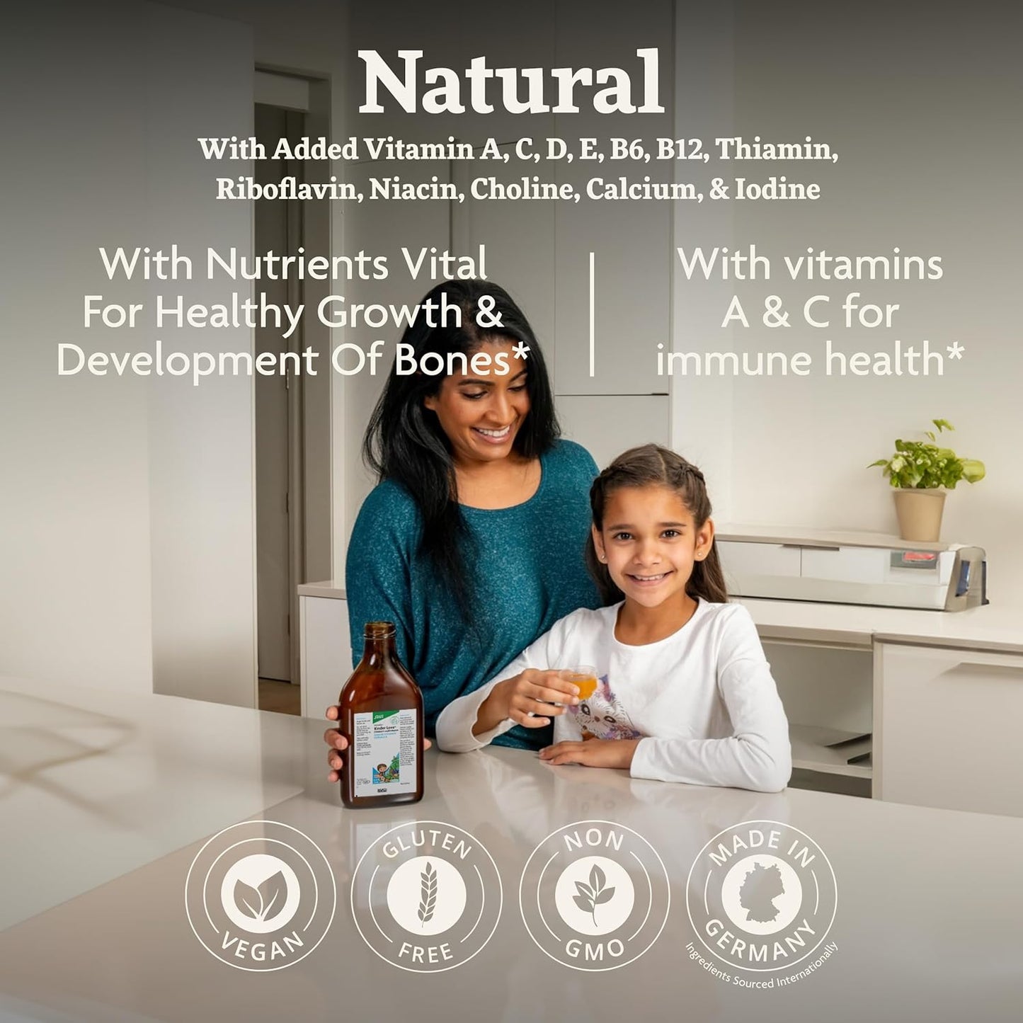 Floradix Kinder Love Vegan Gluten-Free Liquid Multivitamin for Kids, 8.5 Fl Oz - Supports Healthy Development