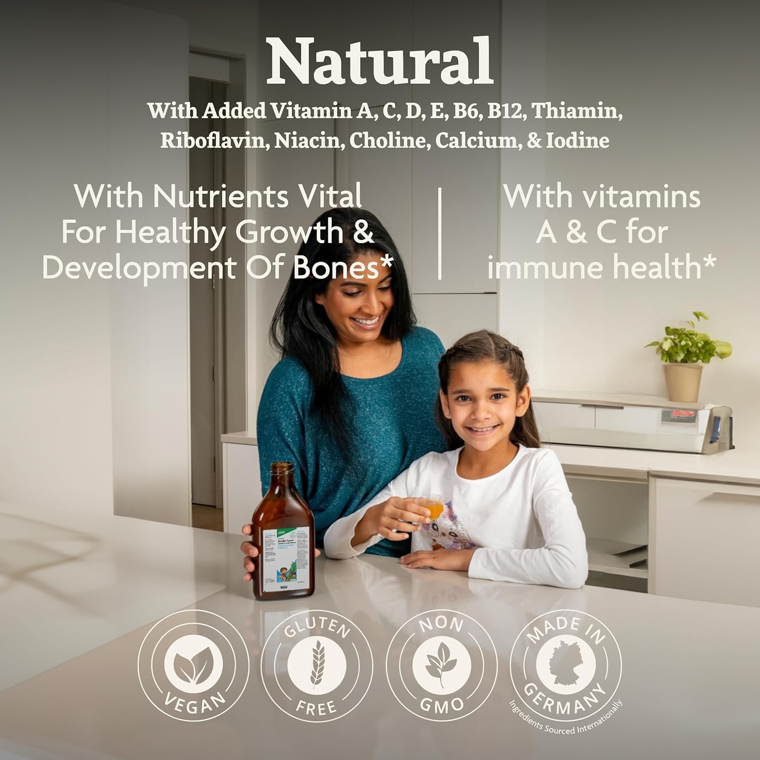 Floradix Kinder Love Vegan Gluten-Free Liquid Multivitamin for Kids, 8.5 Fl Oz - Supports Healthy Development