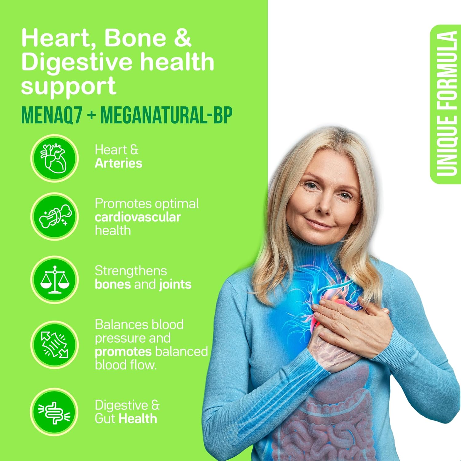 Florakare Seniors Premium All In One Supplement for Bone Health, Blood Flow, Digestive Support - Vitamin K2, Grape Seed Extract, Probiotics - 30 Day Supply