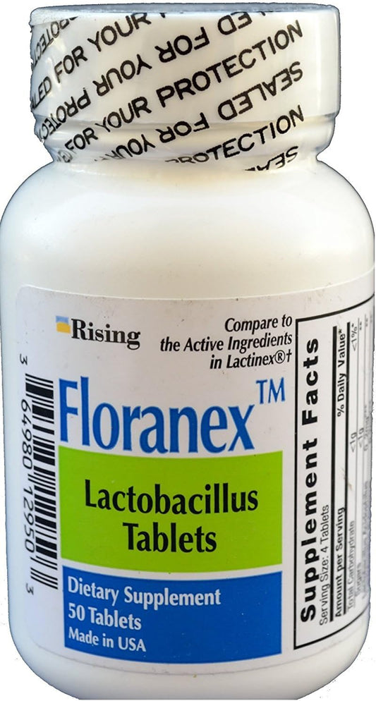 Floranex Probiotic for Colon Health - 50 Tablets per Bottle - Lactinex Alternative